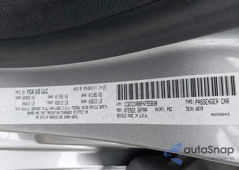 2015 Chrysler 200 Limited from USA, damaged, VIN 1C3CCCAB8FN755838